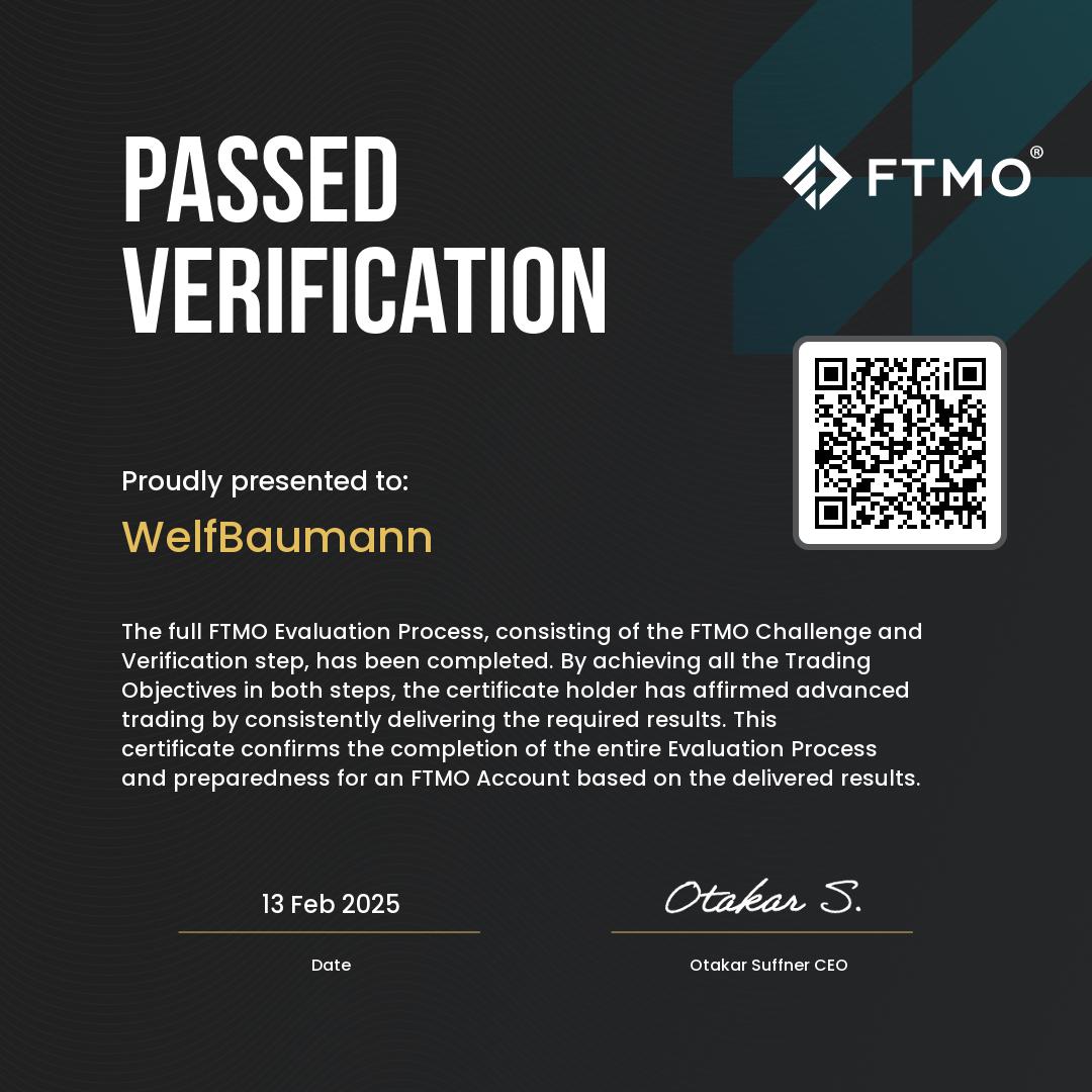 FTMO Verification Passed Certificate